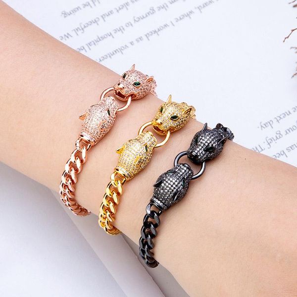 link, chain zlxgirl jewelry leopard shape animal bracelet for men's anniversary zircon gold bangle bijoux, Black
link, chain zlxgirl jewelry leopard shape animal bracelet for men's anniversary zircon gold bangle bijoux, Black