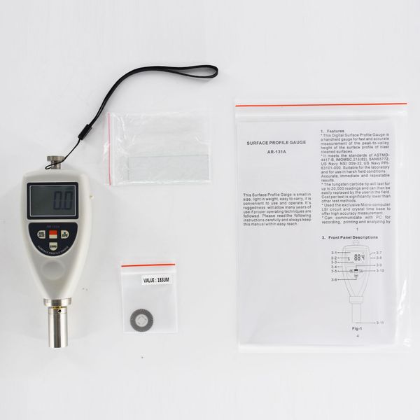 digital portable surface profile gauge ar-131a surface roughness tester range 0 µm ~ 750µm
digital portable surface profile gauge ar-131a surface roughness tester range 0 µm ~ 750µm