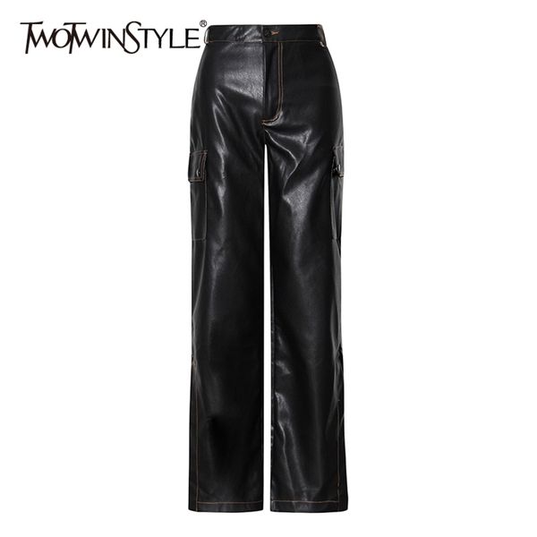 casual pu leather wide leg pants for women high waist bottom split pocket back trouser female fashion stylish 210521, Black;white
casual pu leather wide leg pants for women high waist bottom split pocket back trouser female fashion stylish 210521, Black;white