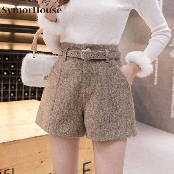 women's shorts autumn winter high waist wide leg woolen women khaki gray black outerwear warm with belt a-line short femme, White;black
women's shorts autumn winter high waist wide leg woolen women khaki gray black outerwear warm with belt a-line short femme, White;black