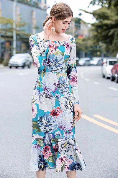 casual dresses europe and america flroal printing long sleeves 2021 summer elegant fitting pencil a426, Black;gray
casual dresses europe and america flroal printing long sleeves 2021 summer elegant fitting pencil a426, Black;gray