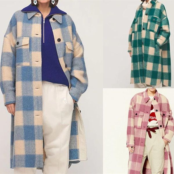women's wool & blends women mid-length jackets plaid woolen long sleeve single breasted pockets ladies turn-down collar loose coat autu, Black
women's wool & blends women mid-length jackets plaid woolen long sleeve single breasted pockets ladies turn-down collar loose coat autu, Black