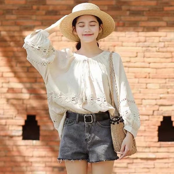 women's blouses & shirts 2021 summer korean style women loose o-neck long sleeve blouse all-matched hollow out design cotton linen casu, White
women's blouses & shirts 2021 summer korean style women loose o-neck long sleeve blouse all-matched hollow out design cotton linen casu, White