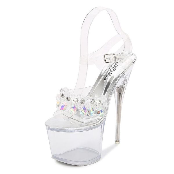 dress shoes crystal sandals women high heel 17.5cm transparent female stilettos waterproof platform steel pipe model show, Black
dress shoes crystal sandals women high heel 17.5cm transparent female stilettos waterproof platform steel pipe model show, Black