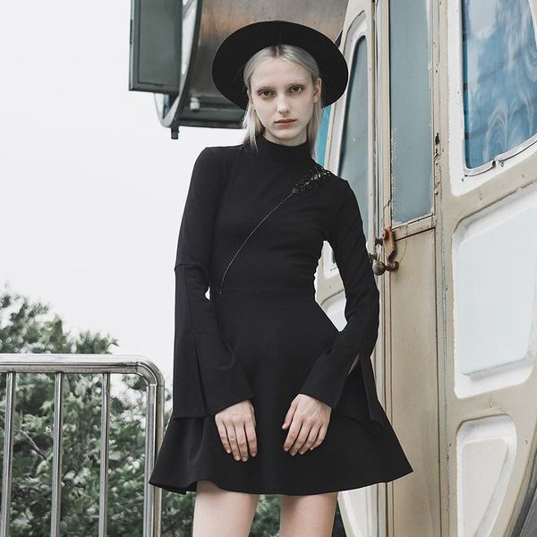 casual dresses punk rave arrival girl's turtleneck asymmetry dress personality slim black split gothic daily knit, Black;gray
casual dresses punk rave arrival girl's turtleneck asymmetry dress personality slim black split gothic daily knit, Black;gray