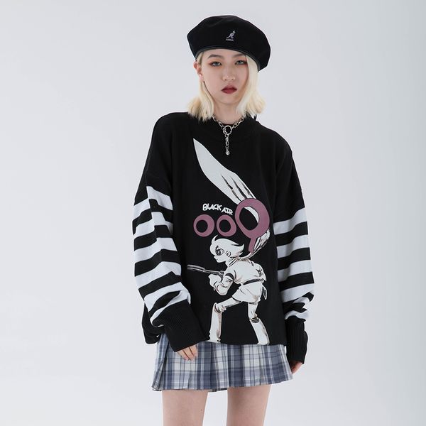 sweaters sweater funny striped graphic designer women's winter clothes 2021 large korean long sleeve streetwear, White;black
sweaters sweater funny striped graphic designer women's winter clothes 2021 large korean long sleeve streetwear, White;black