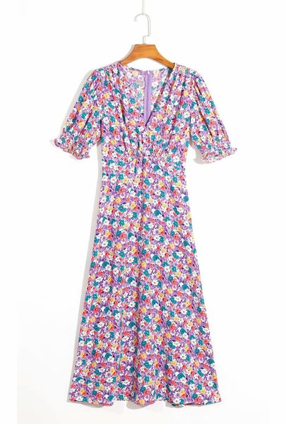 lf/h524yi european and american style womens clothing 2020 summer new v-neck vintage floral puff sleeve dress, White;black
lf/h524yi european and american style womens clothing 2020 summer new v-neck vintage floral puff sleeve dress, White;black