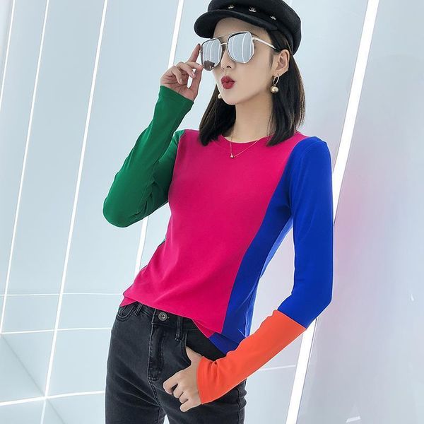 women's sweaters fashion contrast thin stitching around the neck base female shirt 1el6, White;black
women's sweaters fashion contrast thin stitching around the neck base female shirt 1el6, White;black