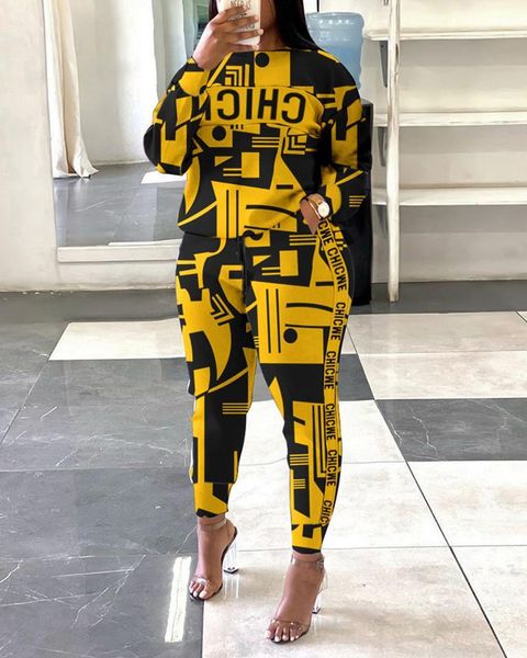 women's two piece pants fashion round neck printed sweater stitched sports casual 2 set, White
women's two piece pants fashion round neck printed sweater stitched sports casual 2 set, White