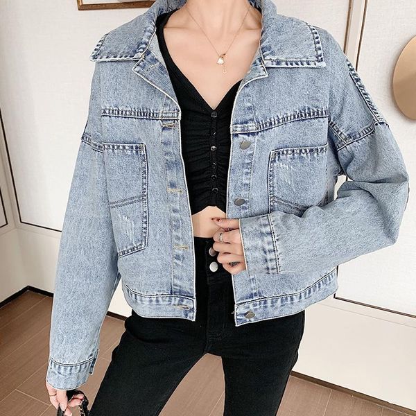 women's jackets 2021 spring women denim jacket long sleeves loose design, Black;brown
women's jackets 2021 spring women denim jacket long sleeves loose design, Black;brown