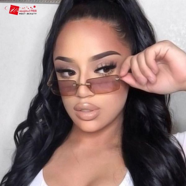 sunglasses small rectangle women shades for 90s vintage rimless square uv400, White;black
sunglasses small rectangle women shades for 90s vintage rimless square uv400, White;black