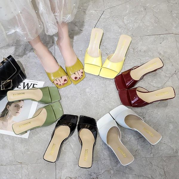 women slides 6.5cm high heels mules female fetish summer yellow burgundy sandals lady block low slippers green shoes, Black
women slides 6.5cm high heels mules female fetish summer yellow burgundy sandals lady block low slippers green shoes, Black