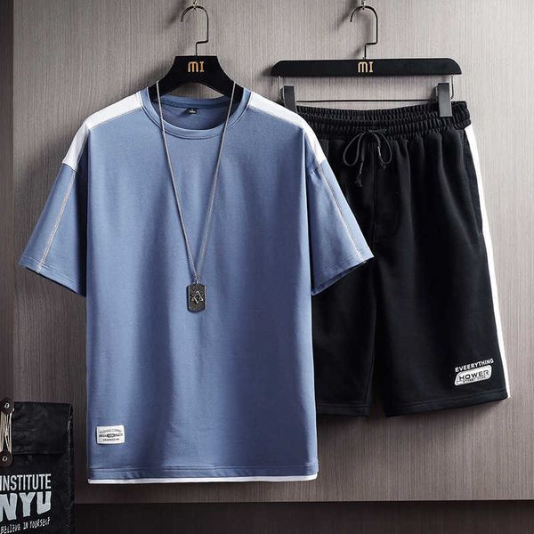 summer men's sets casual tracksuits men 2 piece splicing t-shirts+shorts brand fashion gyms fitness male sport suit 210603, Gray
summer men's sets casual tracksuits men 2 piece splicing t-shirts+shorts brand fashion gyms fitness male sport suit 210603, Gray