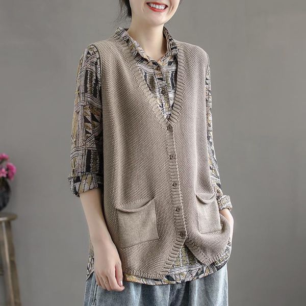 women's vests solid color cotton knit vest women 2021 spring sleeveless literary loose casual outer wear, Black;white
women's vests solid color cotton knit vest women 2021 spring sleeveless literary loose casual outer wear, Black;white