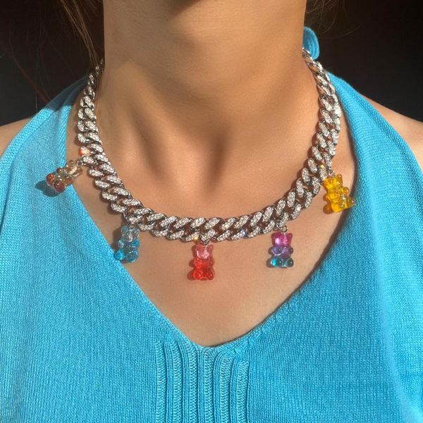 link, chain bling rhinestone cuban bear gummy necklace for women colorful transparent resin cartoon animal fashion jewelry, Black
link, chain bling rhinestone cuban bear gummy necklace for women colorful transparent resin cartoon animal fashion jewelry, Black