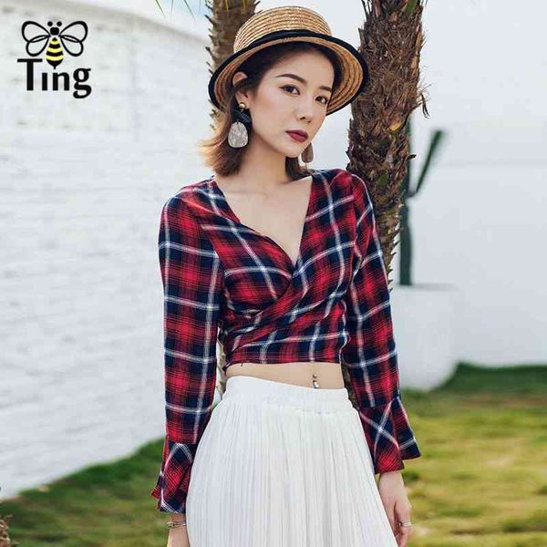 designer boho casual cross v neck plaid blouse women full sleeve tie up crop short shirt summer fashion 210513, White
designer boho casual cross v neck plaid blouse women full sleeve tie up crop short shirt summer fashion 210513, White