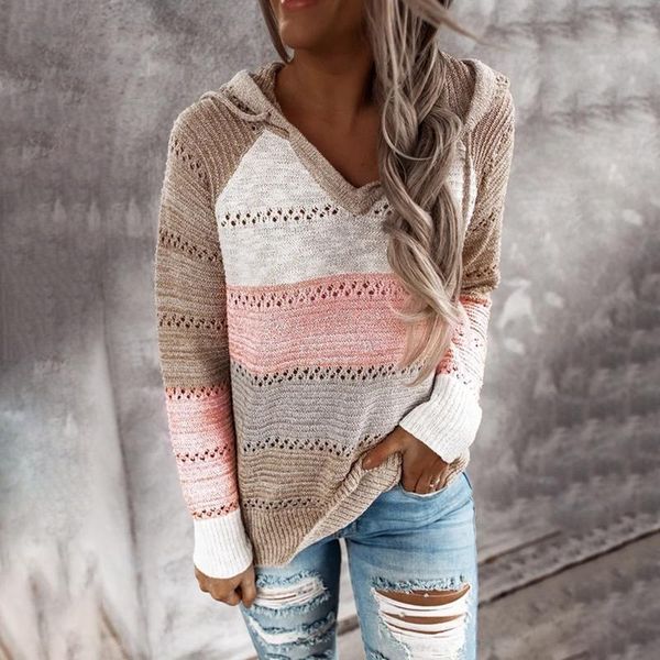 women's sweaters fashion striped women 2021 fall winter clothes hooded pullovers contrast color long sleeve v-neck jumpers female, White;black
women's sweaters fashion striped women 2021 fall winter clothes hooded pullovers contrast color long sleeve v-neck jumpers female, White;black