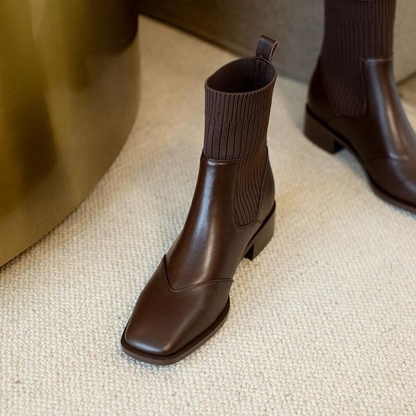 boots 2021 flat ankle spring and autumn british style low heel brown knitted stretch women, Black
boots 2021 flat ankle spring and autumn british style low heel brown knitted stretch women, Black