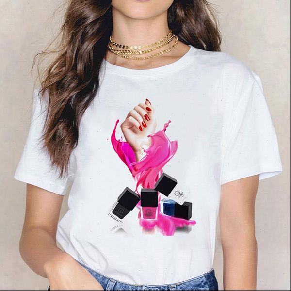 women t womens shirt graphic 3d finger nail paint color fashion cute printed female tee girls clothes, White
women t womens shirt graphic 3d finger nail paint color fashion cute printed female tee girls clothes, White