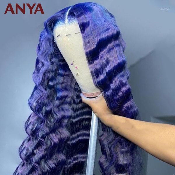 anya deep wave dark blue colored transparent lace front pre plucked wig brazilian remy human hair wigs 30inch for black women1, Black;brown
anya deep wave dark blue colored transparent lace front pre plucked wig brazilian remy human hair wigs 30inch for black women1, Black;brown