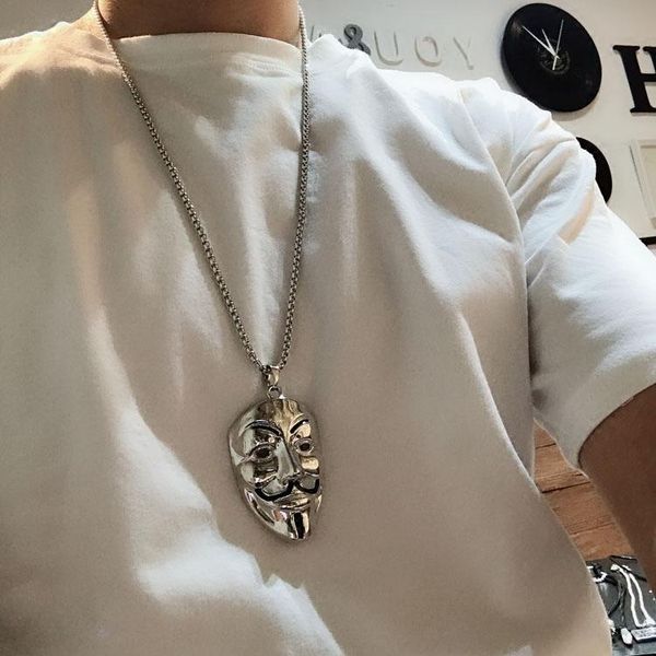 chains v-shaped vendetta mask hip hop necklace men's accessories trendy decoration personality pendant, Silver
chains v-shaped vendetta mask hip hop necklace men's accessories trendy decoration personality pendant, Silver