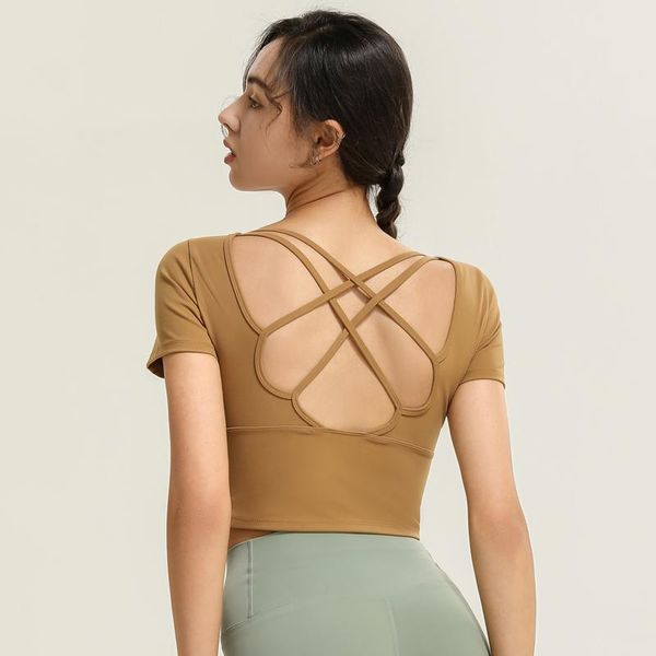 yoga outfit short-sleeve t-shirt women back fitness naked feeling nylon fabric crop running gym shirt with chest pads
yoga outfit short-sleeve t-shirt women back fitness naked feeling nylon fabric crop running gym shirt with chest pads
