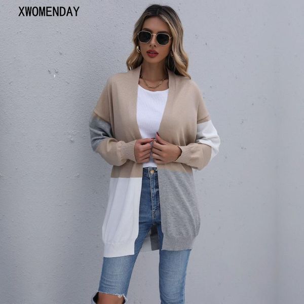 women's knits & tees fashion women color block long cardigan casual loose sleeve v neck knitted sweater elegant autumn streetwear thin, White
women's knits & tees fashion women color block long cardigan casual loose sleeve v neck knitted sweater elegant autumn streetwear thin, White
