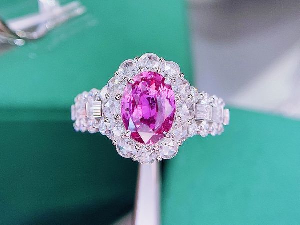 hjy tgl pink sapphire ring real pure 18k natural pink sapphire gemstones 2.07ct diamonds stone female ring, Silver
hjy tgl pink sapphire ring real pure 18k natural pink sapphire gemstones 2.07ct diamonds stone female ring, Silver