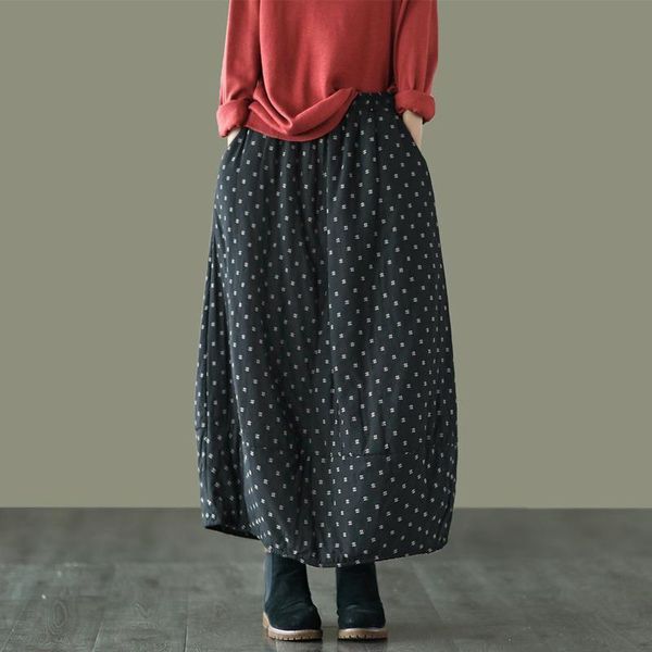 autumn a line winter womens skirt print cotton elastic waist thick warm long skirts female loose vintage, Black
autumn a line winter womens skirt print cotton elastic waist thick warm long skirts female loose vintage, Black