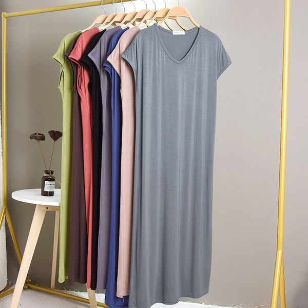 women's sleepwear large size modal base night women v neck comfortable nightgowns loose long nightshirt vestidos mujer mhap, Black;red
women's sleepwear large size modal base night women v neck comfortable nightgowns loose long nightshirt vestidos mujer mhap, Black;red