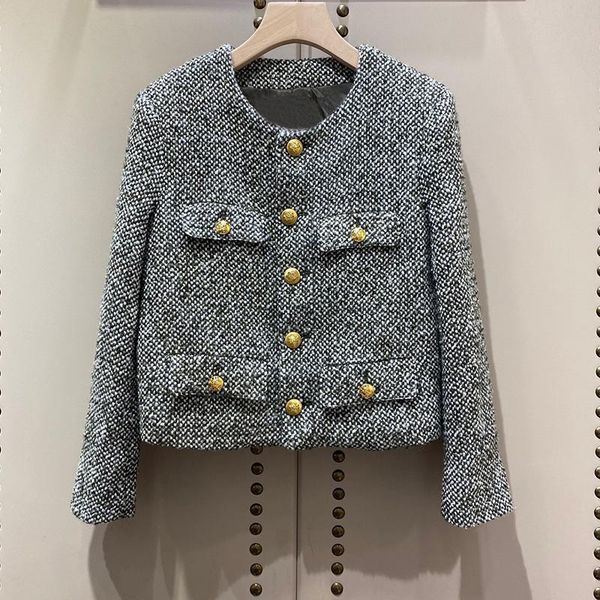 women's jackets luxury designer wool coat women vintage o neck tweed buttons elegant office lady outwear, Black;brown
women's jackets luxury designer wool coat women vintage o neck tweed buttons elegant office lady outwear, Black;brown