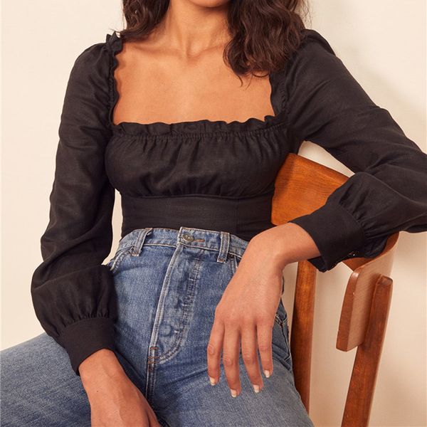 blouses black women's blouse long sleeve linen zipper slim backless square collar summer style lady clothes, White
blouses black women's blouse long sleeve linen zipper slim backless square collar summer style lady clothes, White