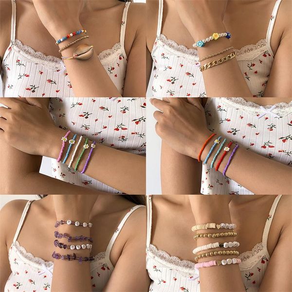 link, chain fashion exaggerated shell color rice bead elastic bracelet bohemian ins wind small daisy flower vintage jewelry, Black
link, chain fashion exaggerated shell color rice bead elastic bracelet bohemian ins wind small daisy flower vintage jewelry, Black