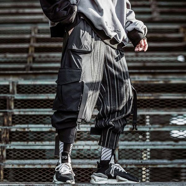 men's pants 2021 men functional wind cargo retro striped multi-pockets wide-leg japanese harajuku fashion streetwear, Black
men's pants 2021 men functional wind cargo retro striped multi-pockets wide-leg japanese harajuku fashion streetwear, Black