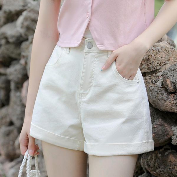 women's jeans girl high waist a-line thin ladies white denim shorts summer style button pocket straight pants, Blue
women's jeans girl high waist a-line thin ladies white denim shorts summer style button pocket straight pants, Blue