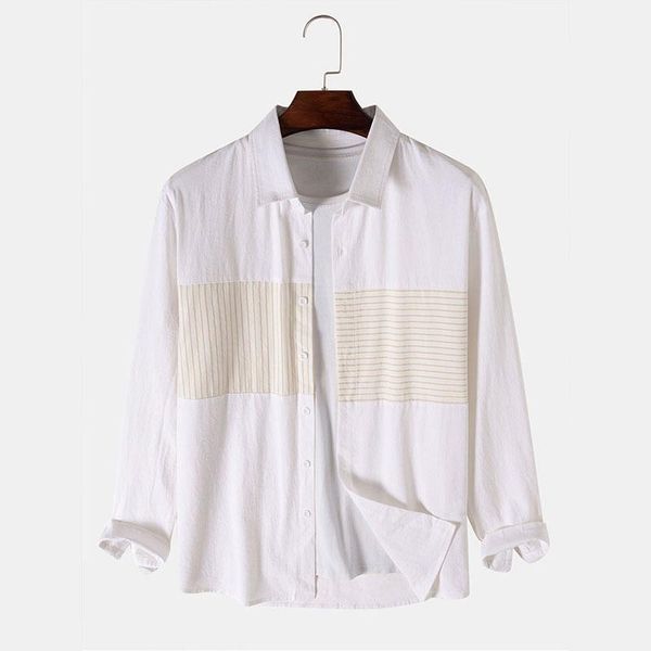 men's casual shirts lapel patchwork long sleeve shirt autumn fashion loose button pocket 2021 arrival, White;black
men's casual shirts lapel patchwork long sleeve shirt autumn fashion loose button pocket 2021 arrival, White;black
