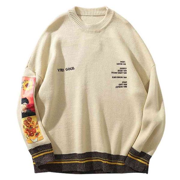 lacible hip hop sweater pullover men van gogh painting embroidery knitted sweater harajuku streetwear casual pullover 210820, White;black
lacible hip hop sweater pullover men van gogh painting embroidery knitted sweater harajuku streetwear casual pullover 210820, White;black