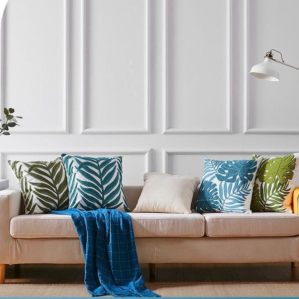 cushion/decorative pillow green blue leaves embroidery cushion cover home decoration cotton canvas tropical 45x45cm sofa pillowcase
cushion/decorative pillow green blue leaves embroidery cushion cover home decoration cotton canvas tropical 45x45cm sofa pillowcase
