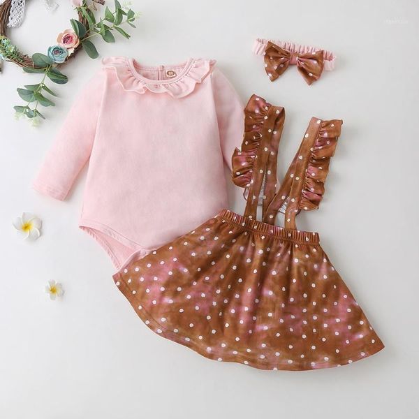 clothing sets baby gril clothes set 3 pcs solid long sleeve romper +dot ruffles suspender skirt+bow headband sweet girl outfit 0-18m, White
clothing sets baby gril clothes set 3 pcs solid long sleeve romper +dot ruffles suspender skirt+bow headband sweet girl outfit 0-18m, White