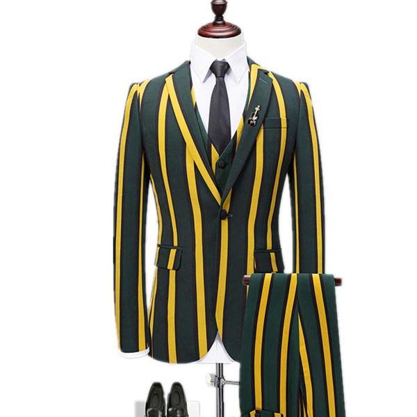 men's suits & blazers vertical stripes slim 3 pieces jacket pants vest suit / male fashion british style coat trousers waistcoat set, White;black
men's suits & blazers vertical stripes slim 3 pieces jacket pants vest suit / male fashion british style coat trousers waistcoat set, White;black