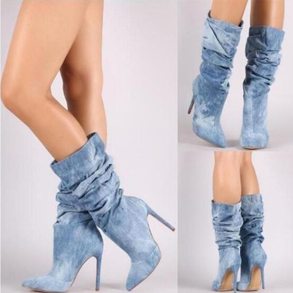 women mid calf boots women's pleated pointed toe pumps woman thin high heels ladies party shoe female winter plus size, Black
women mid calf boots women's pleated pointed toe pumps woman thin high heels ladies party shoe female winter plus size, Black