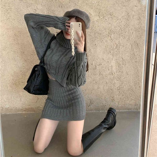 lucyever spring 2 pieces sets women fashion twist knitted turtleneck navel sweaters woman high waist hip skirt female 210521, White
lucyever spring 2 pieces sets women fashion twist knitted turtleneck navel sweaters woman high waist hip skirt female 210521, White