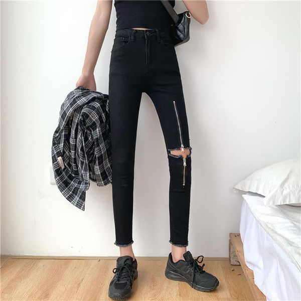 5xl plus size retro women jean high waist hole autumn korean students wild tight pants feet woman kz451, Blue
5xl plus size retro women jean high waist hole autumn korean students wild tight pants feet woman kz451, Blue