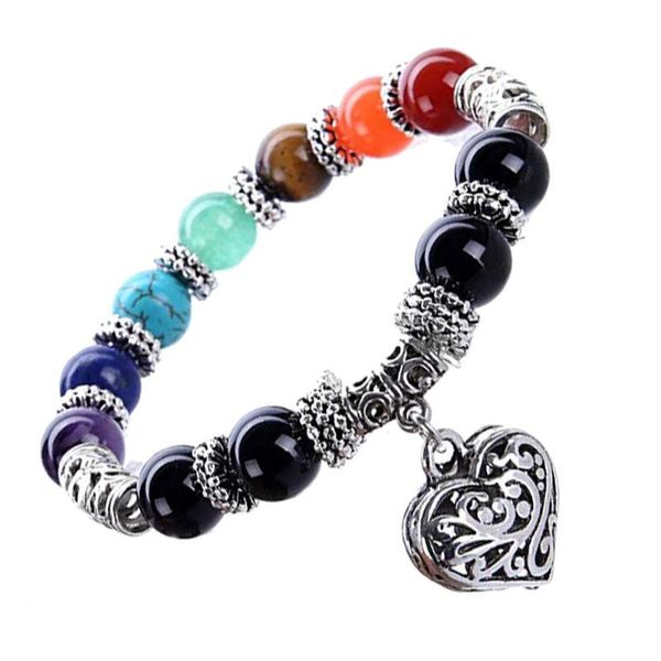 charm bracelets vintage women bracelet 7 chakra balance stone beaded heart bangle gift woman's accesories, Golden;silver
charm bracelets vintage women bracelet 7 chakra balance stone beaded heart bangle gift woman's accesories, Golden;silver