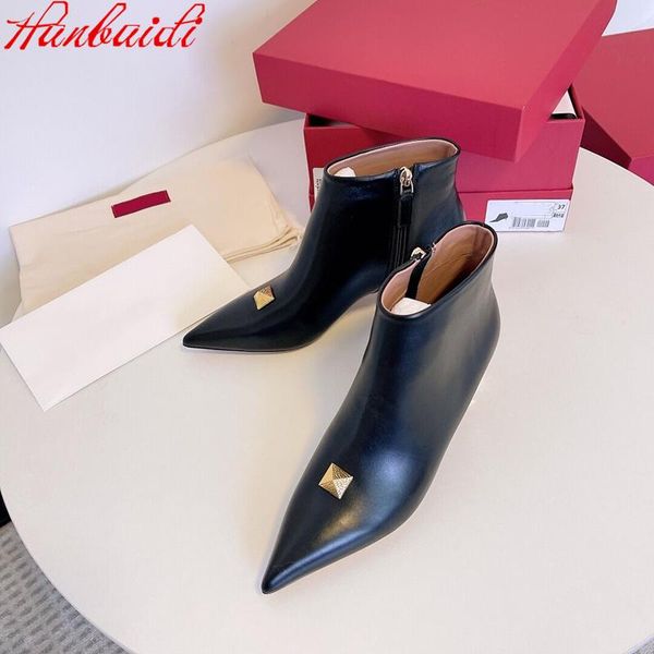 boots med heels ankle autumn shoes women genuine leather rivets pointed toe designer zipper botas de mujer, Black
boots med heels ankle autumn shoes women genuine leather rivets pointed toe designer zipper botas de mujer, Black