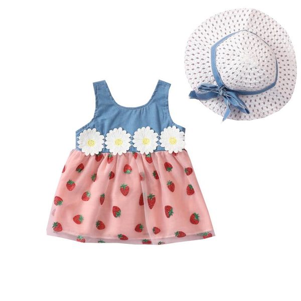girl's dresses 6m-24m toddler baby kids girls summer dress strawberry denim flower patchwork straw cap hat set girl clothes, Red;yellow
girl's dresses 6m-24m toddler baby kids girls summer dress strawberry denim flower patchwork straw cap hat set girl clothes, Red;yellow