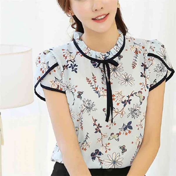 summer floral print chiffon blouse ruffled collar bow neck shirt petal short sleeve chiffon plus size blusas femininas 210426, White
summer floral print chiffon blouse ruffled collar bow neck shirt petal short sleeve chiffon plus size blusas femininas 210426, White