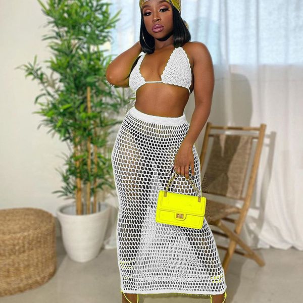 tracksuits fishnet knitted two piece set women see through night club suits bra and long skirt casual beach outfits summer, Gray
tracksuits fishnet knitted two piece set women see through night club suits bra and long skirt casual beach outfits summer, Gray