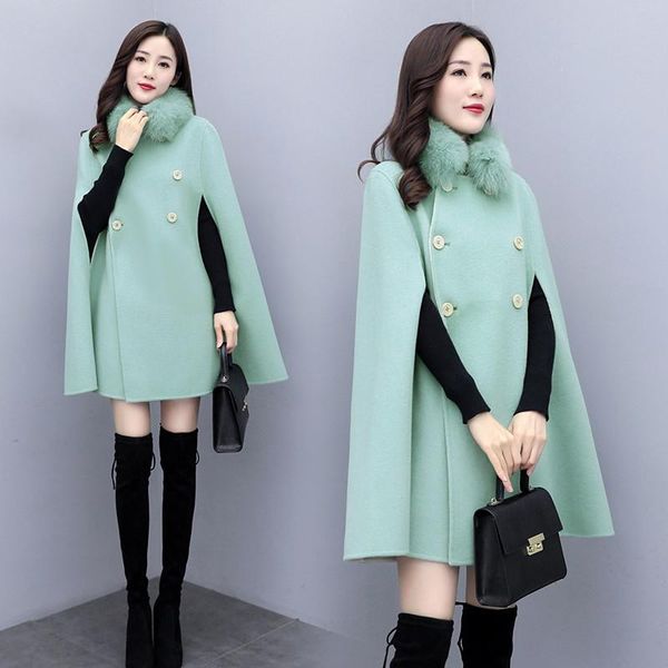 women's wool & blends 2021 autumn winter korean fashion women woolen coat mid-length all-match solid color bat-shaped cloak jacket fema, Black
women's wool & blends 2021 autumn winter korean fashion women woolen coat mid-length all-match solid color bat-shaped cloak jacket fema, Black