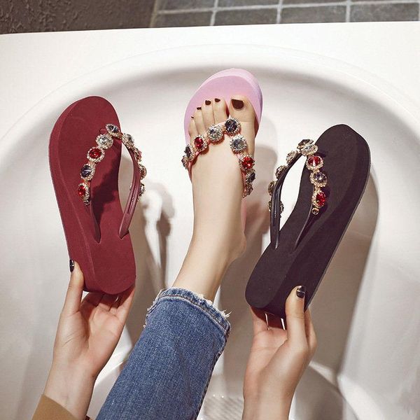 thick-soled high-heeled slippers women's summer home non-slip korean version of rhinestone sandals and slippers35-39, Black
thick-soled high-heeled slippers women's summer home non-slip korean version of rhinestone sandals and slippers35-39, Black
